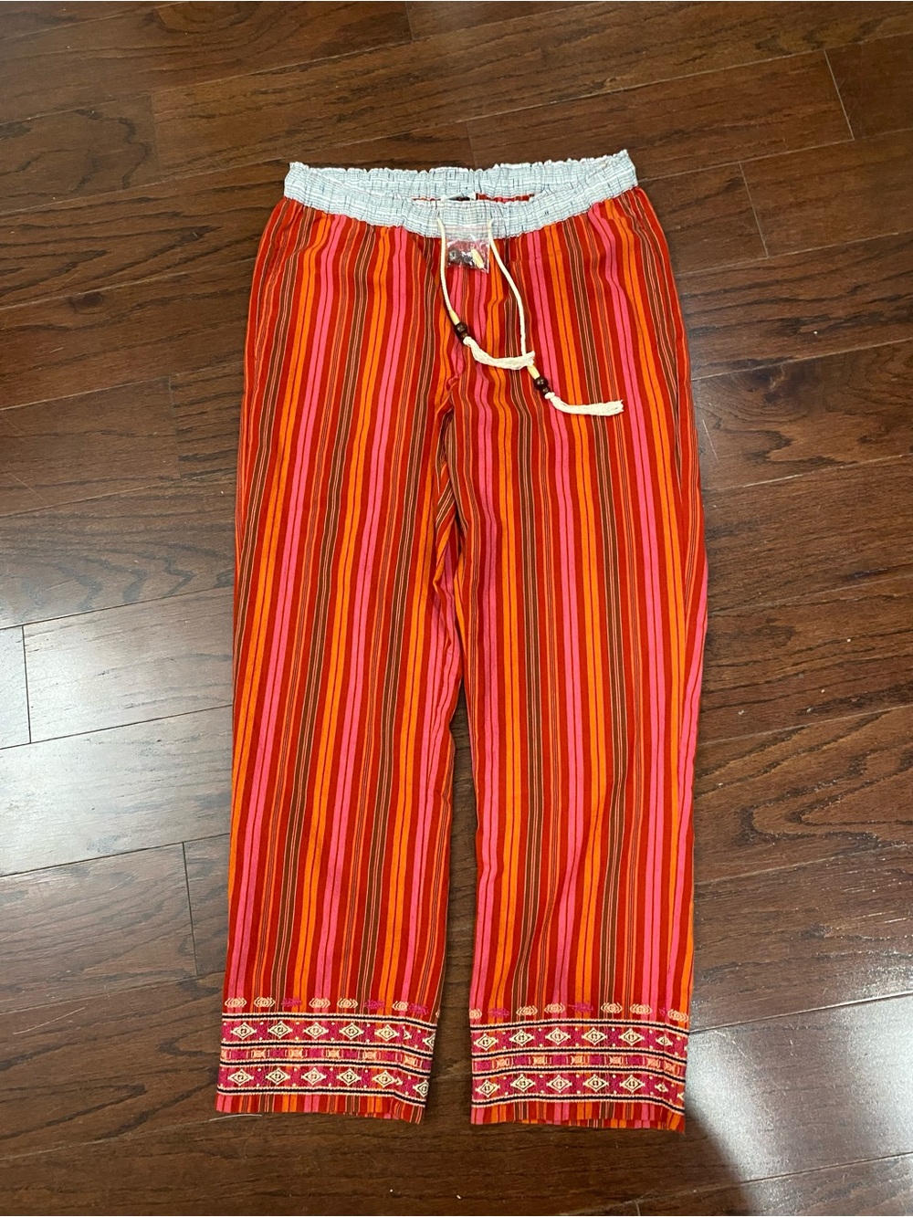 NWT Sundance Embroidered Drawstring Pants Bohemian Cotton size small